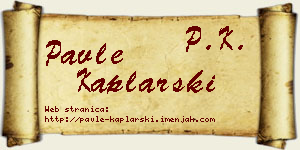 Pavle Kaplarski vizit kartica